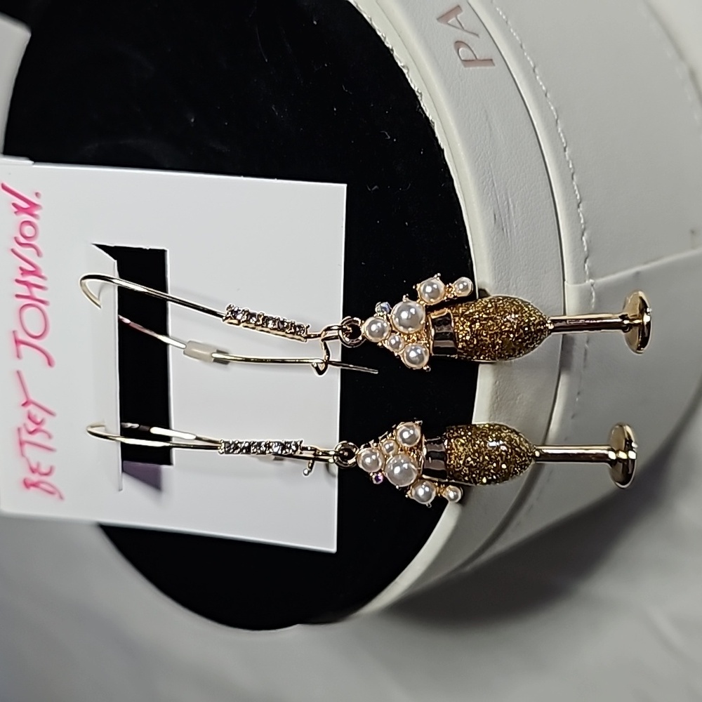 Betsey Johnson Champagne Dangle Earrings - Picture 7 of 16